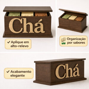 Porta Sachê De Chá Em MDF Vintage Cozinha