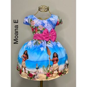 Vestido temático infantil festa aniversário personagem Moana