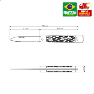 Canivete Metal com Cabo Plástico Ponta Fina 18,5 CM Dobravel com Estojo Ferramenta Multifuncional