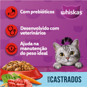 Ração Whiskas Gatos Adultos Castrados sabor Carne 900g