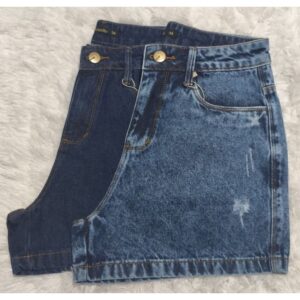 KIT 2 SHORT JEANS FEMININO  CINTURA ALTA  BLOGUEIRA 100% ALGODÃO CONFORTÁVEL