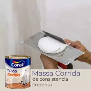 Massa Corrida Coral Pva 1,5 kg 1/4 900 ml Parede Fácil Aplicação 1 Lixa 3M 180 e 1 Espátula