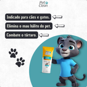 Kit com 1 ou 3 ou 5 Creme Dental Pasta de Dente para Cachorro e Gato Pet Shop Pet Clean Neutro 60g