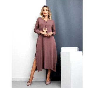 Vestido Longo de Inverno Manga Longa Midi Saruel Moda Evangelica c Bolso veste 42 ao 48