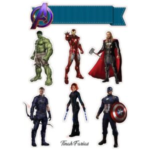 Topo de bolo vingadores topper de aniversário herois personalizado