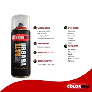 Spray Arte Urbana Graffiti Fosco Seca Rápido 400ml Colorgin – Escolha Sua Cor!