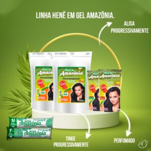 Kit 06 Henê Amazônia Gel 180g Preto Médio Bisnaga Divina Dama