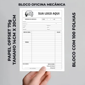 Bloco Oficina Mecânica – 14x20cm Ordem De Serviço (100 folhas)