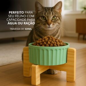 Comedouro Pet Ergonômico Elevado Porcelana 320ml Cachorro Gato