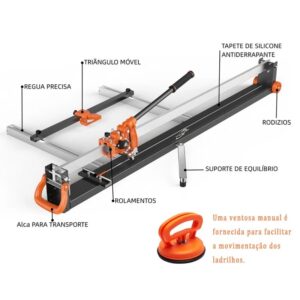 YESOP Cortador/Riscadeira De Piso Profissional Manual 1,25m Com Guia Laser E Limitador