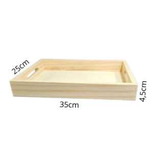 Kit com 10 Bandejas Aconchego de Madeira Pinus 35x25x4,5cm para cesta de café da manhã