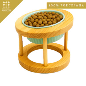 COMEDOURO BEBEDOURO ELEVADO PARA CÃES/CACHORROS E GATOS 320ML BRANCO ROSA VERDE