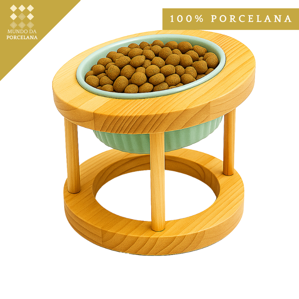 COMEDOURO BEBEDOURO ELEVADO PARA CÃES/CACHORROS E GATOS 320ML BRANCO ROSA VERDE