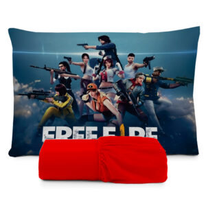 JOGO DE LENÇOL SOLTEIRO INFANTIL  FREE FIRE GAME GAMER FRONHA TRAVESSEIRO 2 PEÇAS