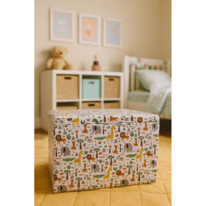 Baú Puff medio 60cm Organizador de brinquedos multiuso tecido couro ou suede