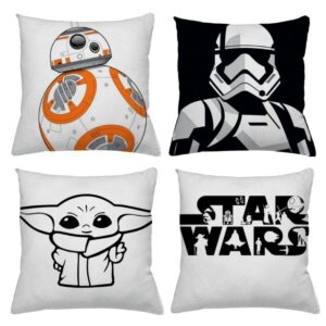 Kit com 4 Capas de Almofada Star Wars – Decoração Geek, Criativa e Confortável!
