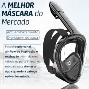 Máscara Mergulho Snorkel Full Face Suporte Gopro Câmera