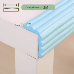 Protetor de Quina Borda e Canto Afiado Proteção Bebê Rolo 2M Flexível com Fita Dupla Face Cantoneira