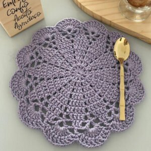 Toalhinha de crochê (28 cm), para decoração, sousplat para chá e café, confeccionado em barbante 85% algodão