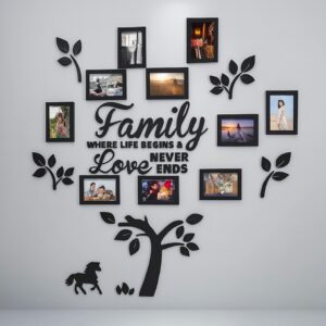Painel Decorativo Family com Porta-Retratos e Frase Love – MDF Parede Sala