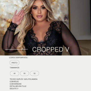 Cropped Feminino Com Mangas Decote V Plus Size