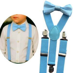 Conjunto Infantil Suspensório +  Gravata Borboleta Azul Serenity Pajem Casamentos Eventos