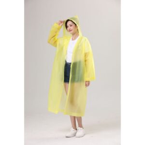 Capa de chuva grossa e longa em vinil transparente com capuz impermeável