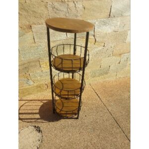 Porta Filtro Redondo Ferro e Madeira | Fruteira redonda com suporte para filtro | Suporte para filtro de barro