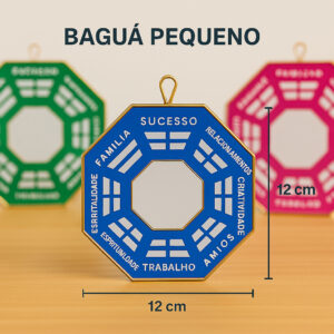 Baguá de Vidro Espelho Feng Shui | Tamanhos P ou G para Harmonia e Equilíbrio Ying Yang Feng Shui