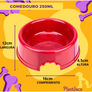 5 Comedouros Pote de Ração e Água Pequeno Para Cachorro e Gato 250ml (Preto)