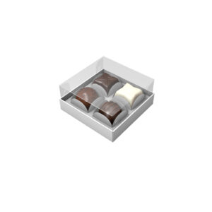 50 Caixas Brigadeiro Gourmet para 4 doces Branco ou Kraft 10x10x4cm