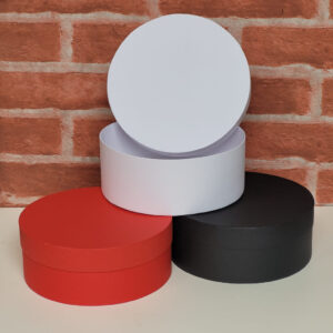 CAIXA REDONDA BAIXA M 20X8cm CARTONADA (UNIDADE)