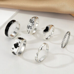 Anel De Prata Punk Para Mulheres Conjunto De Anel De Dedo Jóias Femininas Acessórios De Moda Presente De Jóias