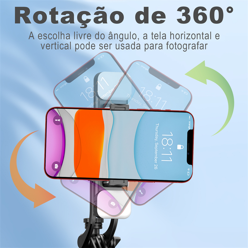 Electro Nest Bastão Pau de Selfie Tripé de Controle Bluetooth Celular LuZ LED Dupla ZP-15