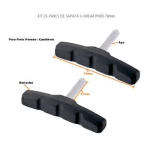 2 Pares de Sapata de Freio De Pino 70 mm Para Bicicleta Cantilever V-Brake Pastilha Borracha Bike