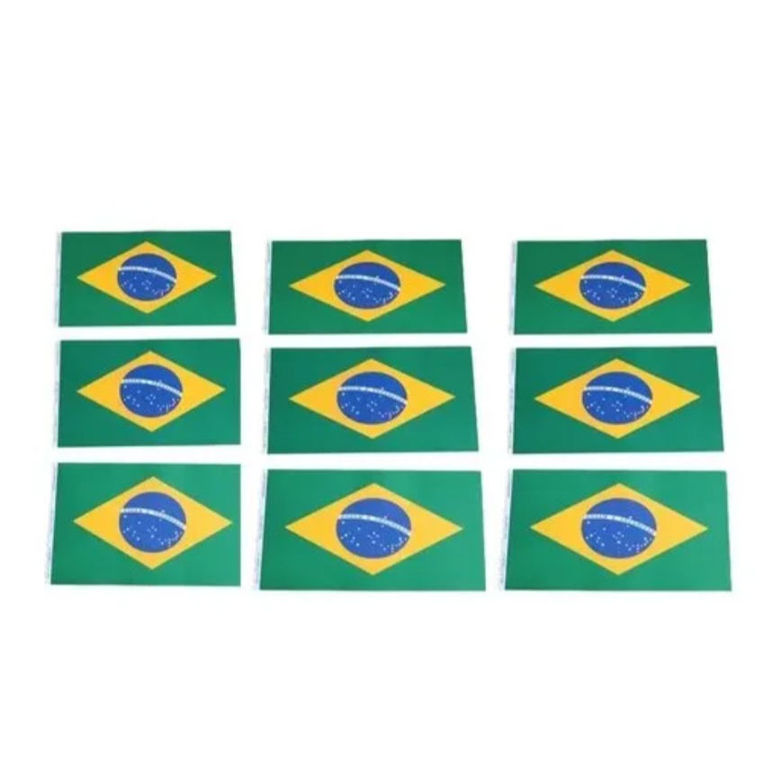 100 Unid Bandeira Do Brasil Mão Copa Do Mundo Bandeirinha
