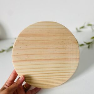 Kit 5 Tábuas Redondas De Madeira Natural Pinus 20 Cm