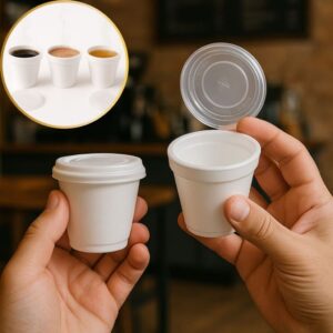 Copo de Isopor Térmico 120ml Com Tampa Sem Furo Ultratherm Café Chá Chocolate Quente 100 Unidades