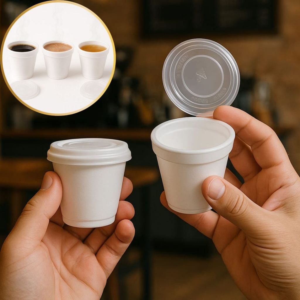 Copo de Isopor Térmico 120ml Com Tampa Sem Furo Ultratherm Café Chá Chocolate Quente 100 Unidades