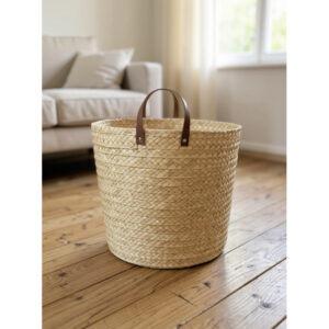 Cesto Vaso Cachipot de Palha 25×25 com fundo MDF Organizador, Plantas, Manta de sofá