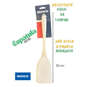 Espátula de Silicone 30 cm Brinox Ideal para Preparos Sem Danificar Suas Panelas