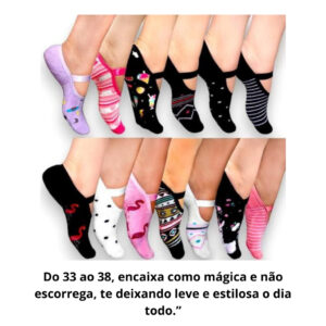 Kit 1,2,3,6 Pares Meia Pilates Antiderrapante Juvenil Atoalhada Feminina Divertida Conforto Premium Frete Grátis