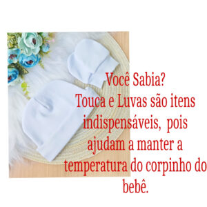 Kit 4 Touca e 4 Luva Para Bebê Recém Nascido 100% Algodão Antialérgico Maternidade Enxoval Gestante