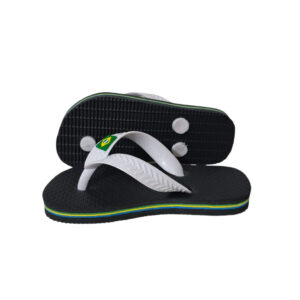 Chinelo Sandália Infantil Menino e Menina Preto Com Tira Branca