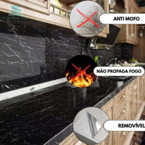 Papel de Parede Adesivo Mármore Preto Painel Autoadesivo, Quarto Resistente 5, a 20 Metros Promoção