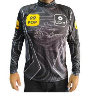 CAMISA/BLUSA MANGA LONGA MOTOQUEIRO ENTREGADOR UBER/99/IFOOD GOLA ALTA COM FAIXA REFLETIVA