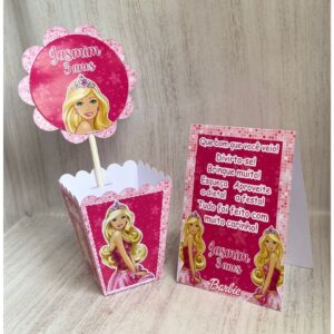 Kit Centro de mesa Barbie Girl Barbie Princess Personalizado |Enfeite Cachepô|Decoração Plaquinhas Aniversário