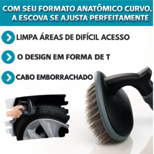 Escova Automotiva Para Limpar Pneu Carro Moto Com Cabo Emborrachado