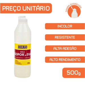 Cola Isopor & EVA 500g – Artesanato – Marca HERO
