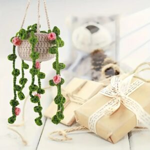 Pendente cheirinho, folhas e flores de crochê para Pendurar no Carro, Decoração  Espelho Retrovisor